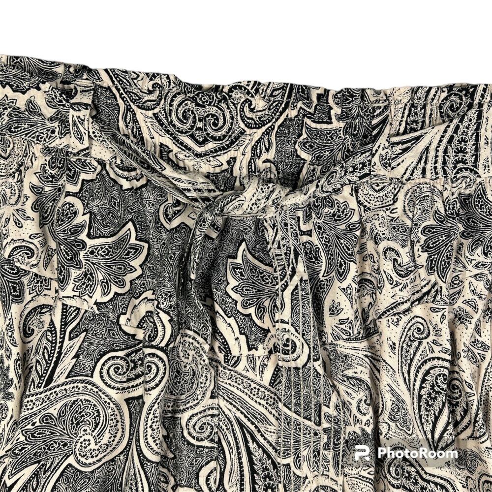 Nwt H&M Womens Black Brown Belted Paisley Viscose Stretch A-Line Mini Skirt Sz 4 - Picture 4 of 8